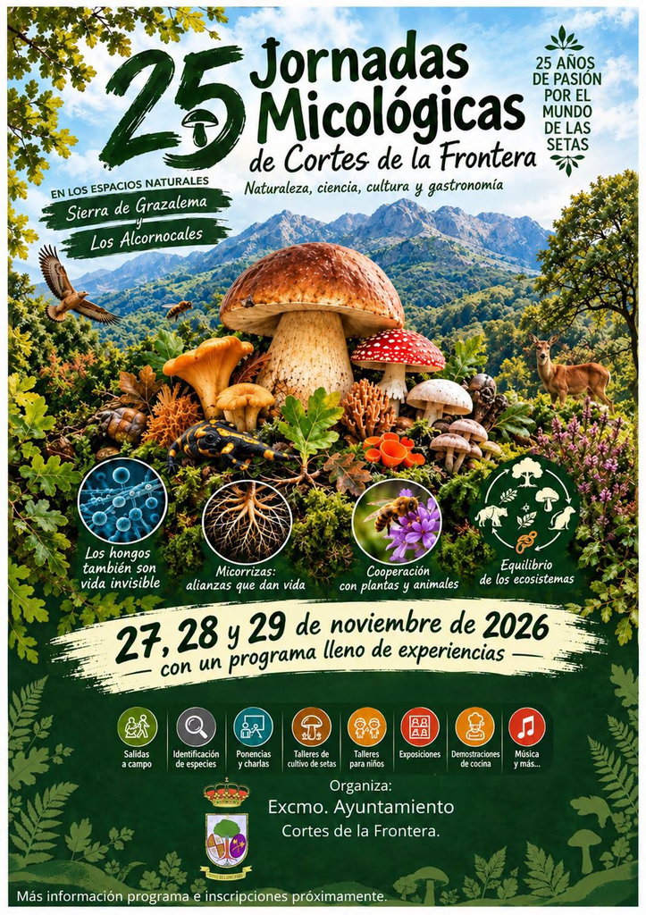 cartel de las 25 jornadas micologicas de cortes de la Frontera